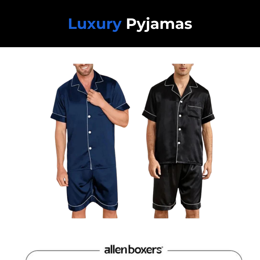 Men's Short Sleeve Pajama Set - Shirt and Button Shorts