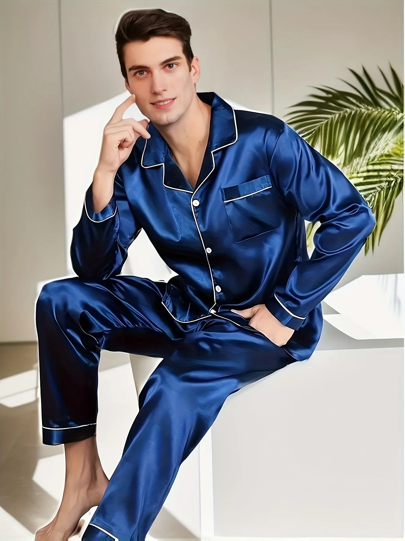 Long Sleeve Silk Satin Pajamas